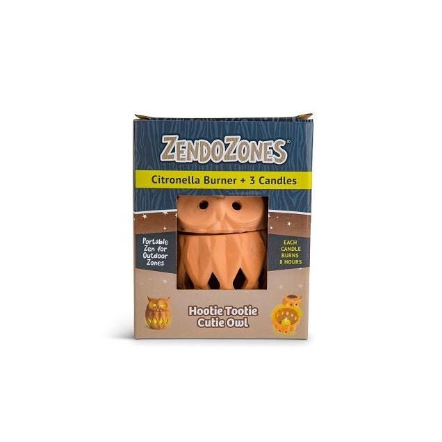 ZendoZones Hootie Owl Shape Terra Cotta Citronella Burner + 3 Candles ZendoZones Hootie Owl Shape Terra Cotta Citronella Burner + 3 Candles