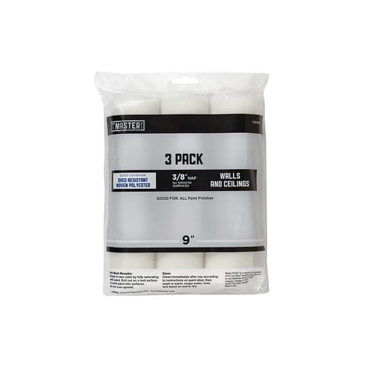 Master Painter 9 x 3/8 In. Nap Polyester Woven Paint Roller Covers (3-Pack) Master Painter 9 x 3/8 In. Nap Polyester Woven Paint Roller Covers (3-Pack)