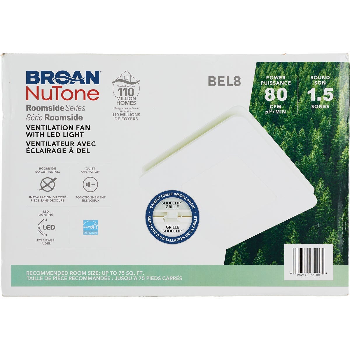 Broan-NuTone Roomside Series 80 CFM 1.5 Sones Bath Exhaust Fan with LED Light - photo 2