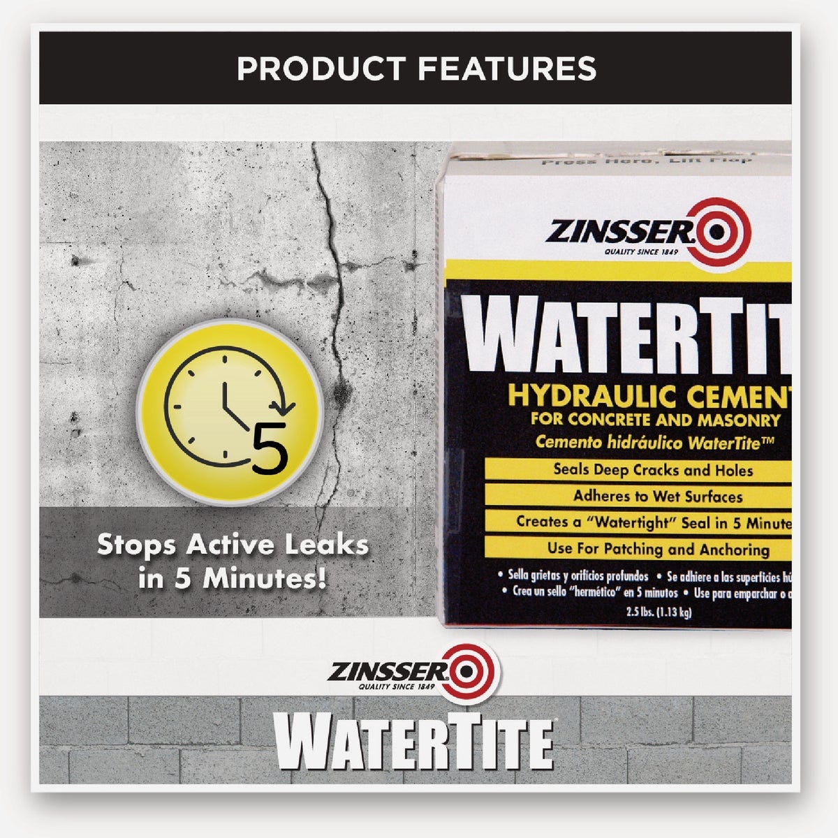 Zinsser 2.5Lb Watertite Hydraulic Cement