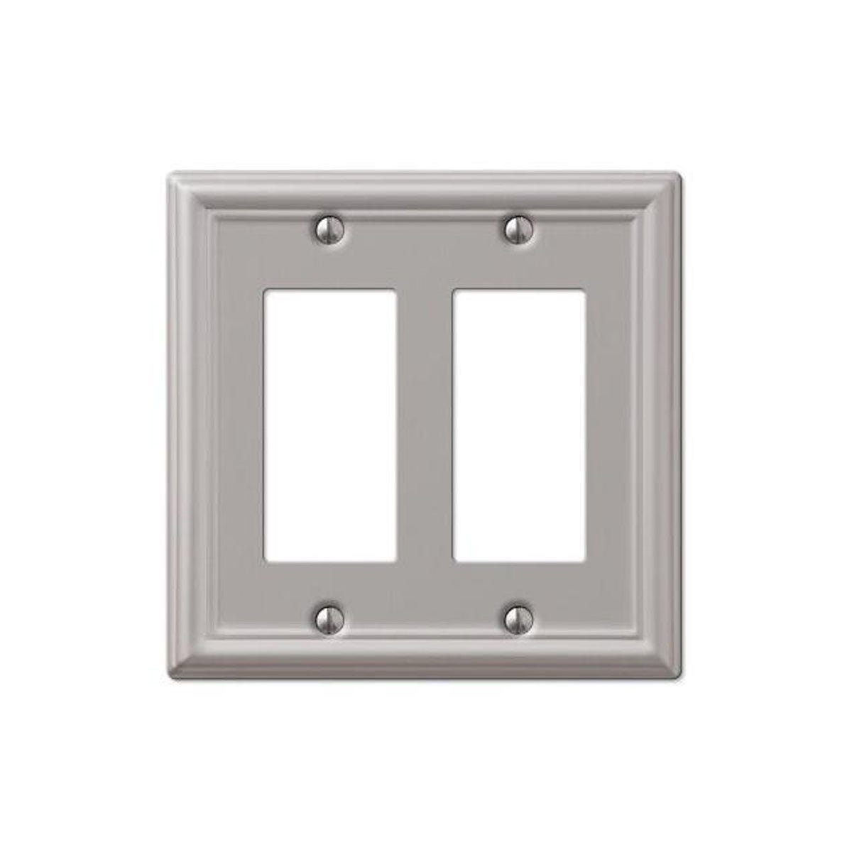 Westek Chelsea Brushed Nickel Steel 2-Rocker Wall Plate Westek Chelsea Brushed Nickel Steel 2-Rocker Wall Plate