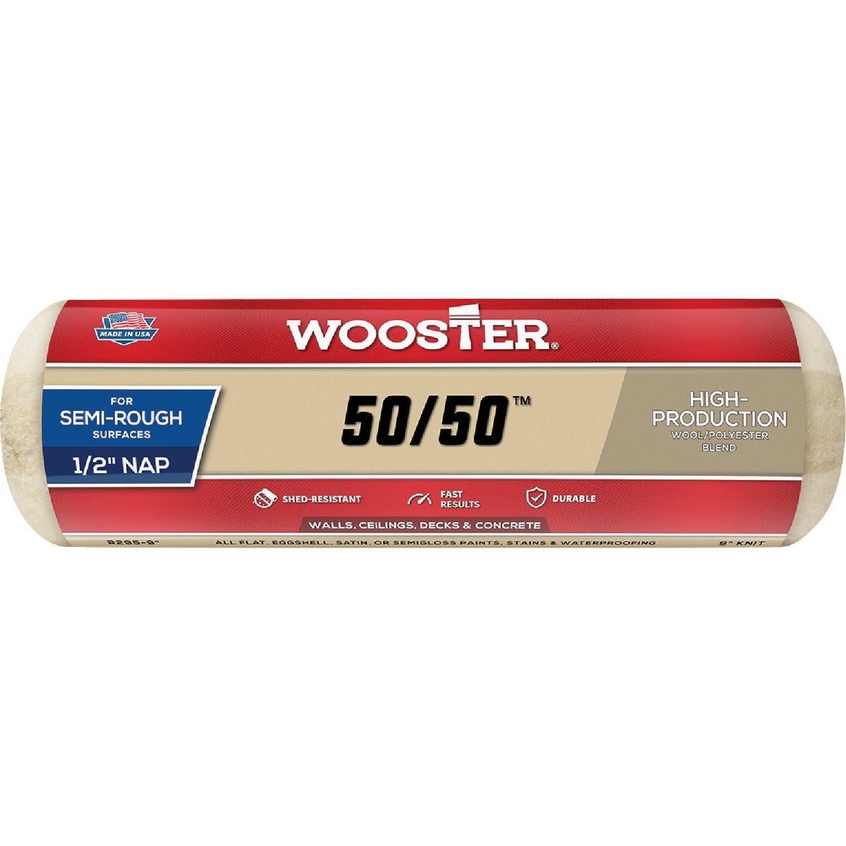 Wooster 50/50 9 In. x 1/2 In. Knit Fabric Roller Cover Wooster 50/50 9 In. x 1/2 In. Knit Fabric Roller Cover