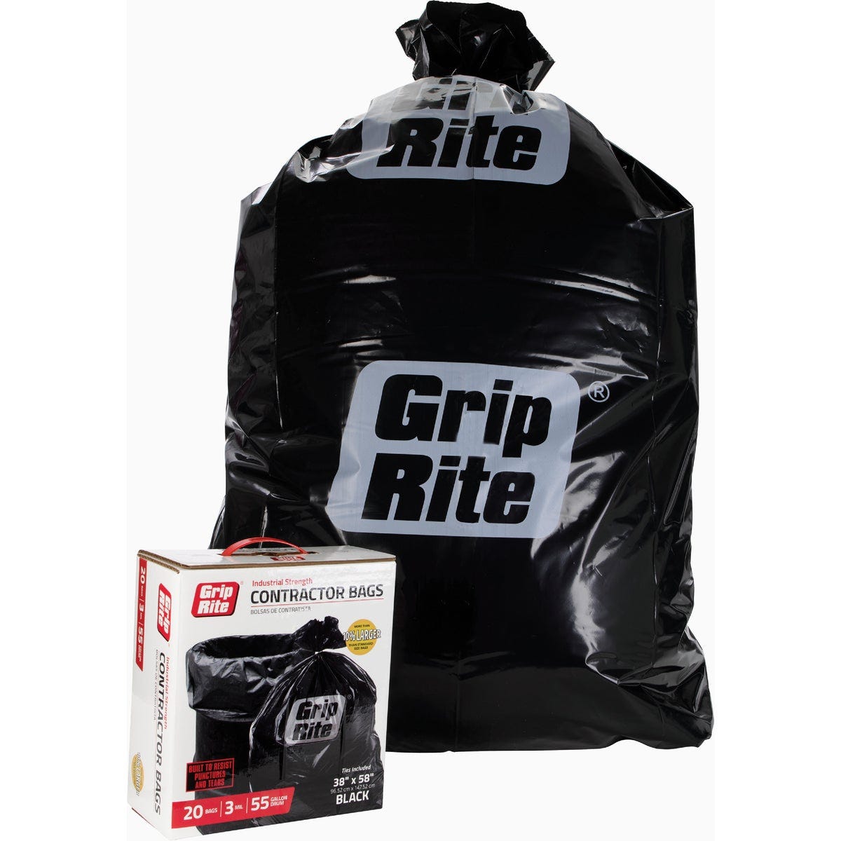 Grip-Rite 55 Gal. Contractor Black Trash Bag (20-Count.) - photo 3