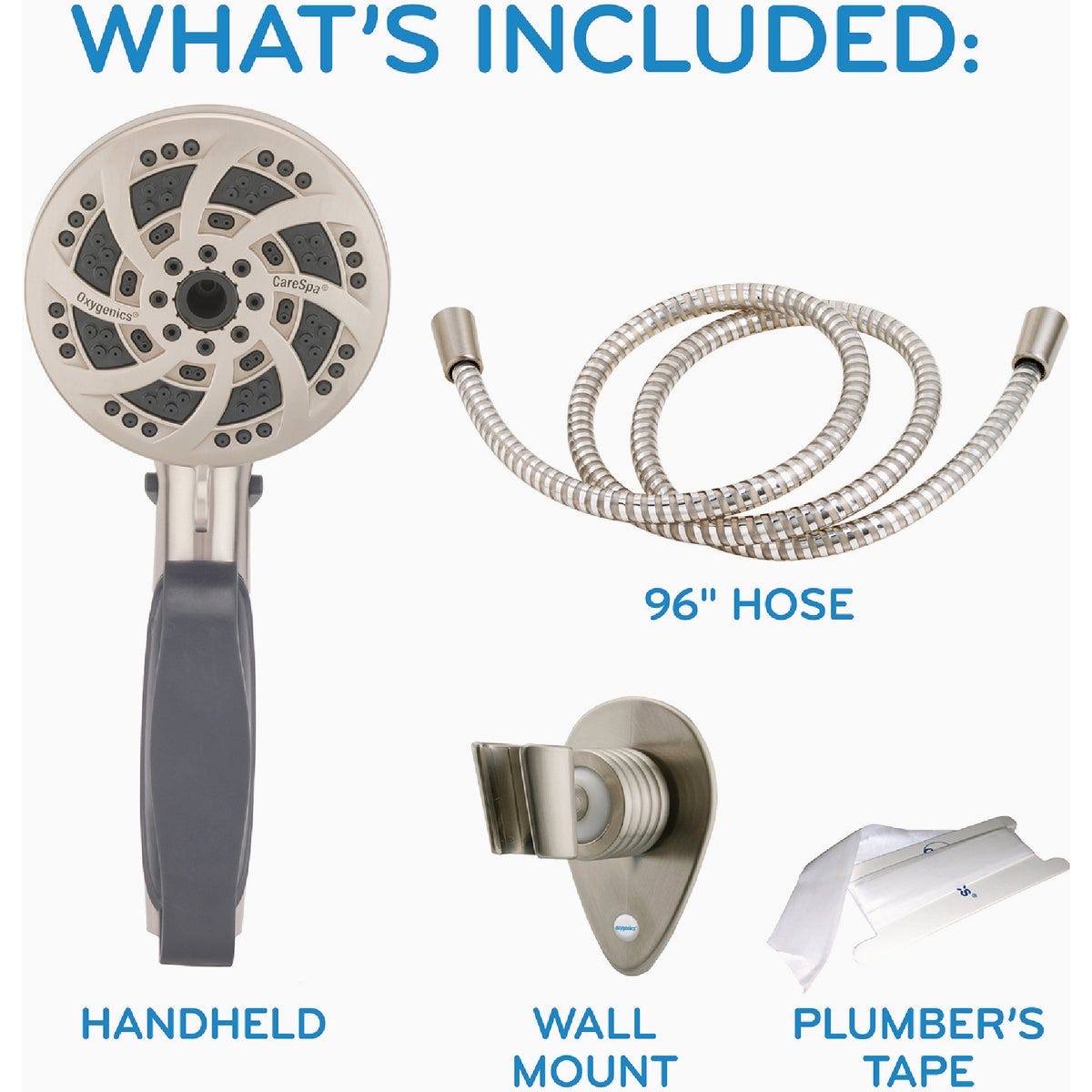 Oxygenics CareSpa 5-Spray 1.8 GPM Handheld Showerhead, Brushed Nickel - photo 7