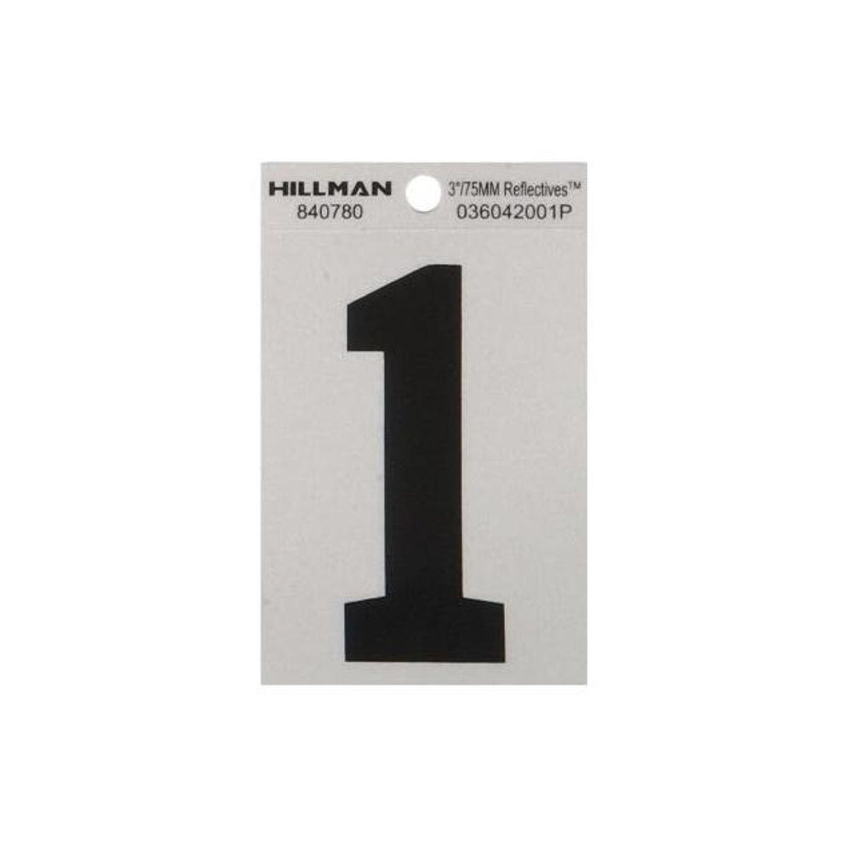 Hillman 3 In. Vinyl Black & Silver Adhesive Number, 1 Hillman 3 In. Vinyl Black & Silver Adhesive Number, 1